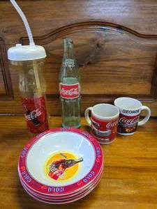 Coke Lot, Bowls, Coffee Cups, Water Bottle, Vintage Bottle