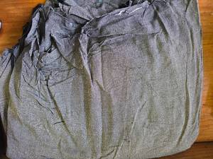At Least 2 Yards of Gray Fabric NOT Cotton, Not Sure What Kind It Is