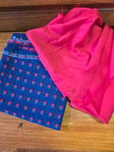 Blue and Red Fabric NOT COTTON