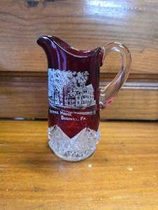 Bushkill PA Small Pitcher Red Glass
