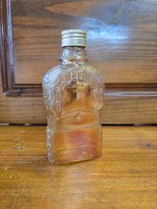 Vintage 1930s-1940s Golden Wedding Marigold Carinval Glass Whiskey Bottle