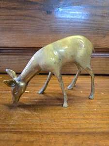 Solid Brass Grazing Deer