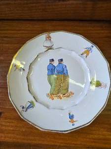 French or Dutch Folk Art Theme Ceramic Plate