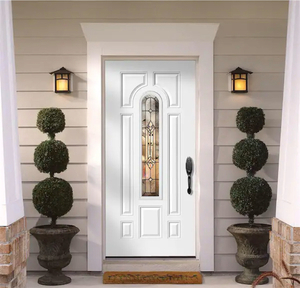 Masonite Providence 36 in. x 80 in. 7 Panel Right-Hand Inswing 14 Lite Center Arch Primed White Steel Prehung Front Door Msrp $786.00