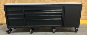 Husky 96 in. W x 24 in. D 9-Drawer Heavy-Duty Mobile Workbench with Stainless Steel Top in Matte Black