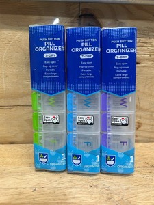 push button pill organizer seven day (lot of 3)