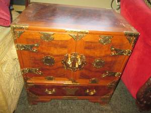 Vintage Asian Tansu Burlwood Chest ...