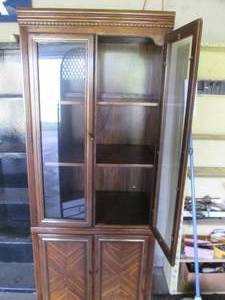 Vintage wood China cabinet with upp...