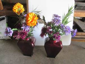 Metallic Red glass 17in vases with ...