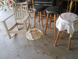 Project wood framed rocker, stools ...