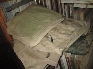 Misc plastic and canvas  tarps or coverings of unknown ...