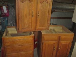 3-Wood Kitchen cabinet units, two-l...
