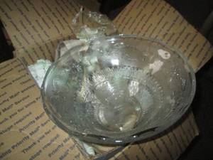 Vintage clear cut glass punch bowl ...