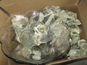 Vintage clear cut glass punch bowl,...