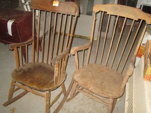 Pair of vintage wood high back rock...