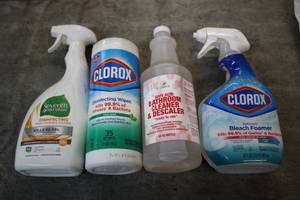 mixed cleaning products...