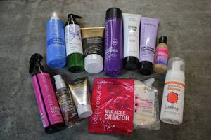 Variety of hair care products...