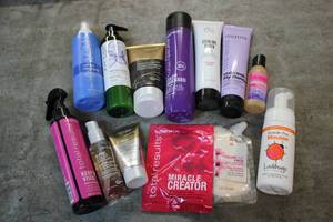 Variety of hair care products...