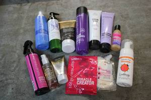 Variety of hair care products...