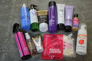 Variety of hair care products...
