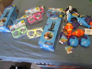 Swim masks, wind up sea animals and...
