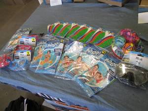 Pool toys and masks...