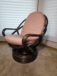 Vintage Rattan Swivel Lounge Chair