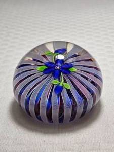 Perthshire Paperweight Lampwork Blue Flower