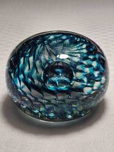 Zeiroke Aquamarine and Clear Maelstrom Paperweight
