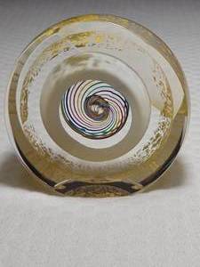 Saturn Series Art Glass Paperweight by Paul Harrie Signed