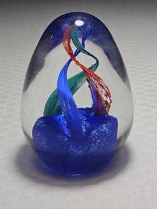 Murano Style Egg Paperweight with Inner Helix Design