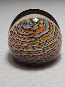 Murano-style Twist Paperweight (Orange, Blue, Yellow)