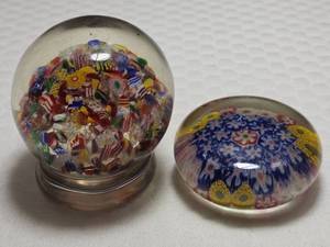 1930s Chinese Millefiori Footed Paperweight & Vintage Murano