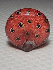 Millefiori Peacock Art Glass Paperweight