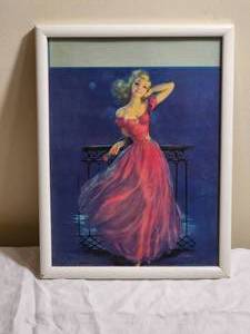 Jules Erbit - Pink Dress -   Vintage Calendar Pin-Up