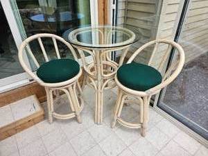 Vintage Coastal Rattan High Top Set