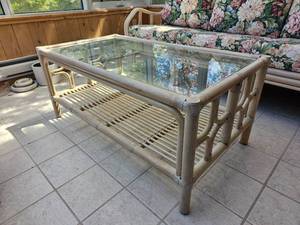 Vintage Coastal Rattan Cocktail Table