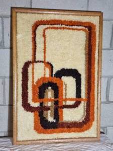 Retro MCM Latch Hook Rug Wall Hanging