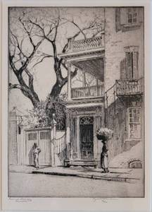 Signed Etching  Ravenel Doorway, Charleston by Elizabeth ONeill Verner