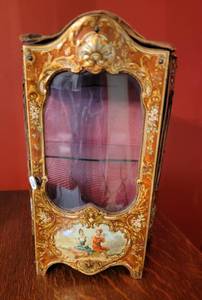 Miniature Tin Litho French Vernis Martin Display Case  Louis XV Style