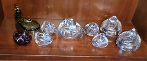 Vintage Duncan & Miller Pall Mall Elegant Glass Duck Ashtrays & Trinket Box Collection