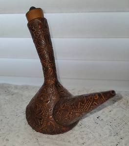 Retro Spanish Porron Wine Tooled Leather Decanter