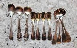 Old English and French Sterling Silver Spoons  93g
