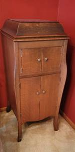 Antique Victrola Talking Machine Cabinet with Pieces
