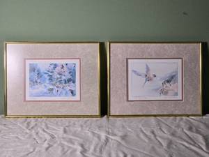 SIGNED Fine Art Naturalist Watercolor Print Pair - Joyce Kamikura - Just Beginning  Drifting