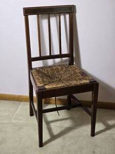 Antique Mahogany Rush Seat Accent Chair