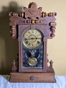 Antique Eastlake Style Walnut Mantel Clock