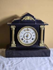 Antique Weld & Sons Black Mantel Clock