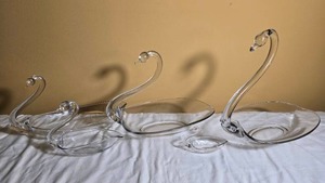 Assorted Clear Glass Swan Bowl Collection