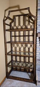 Bamboo Style Rattan Etagere Display Shelf - B